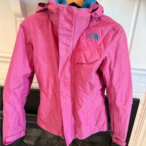 The North Face Women's 3-in-1 Pink Jacket with teal fleece interior